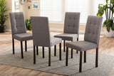 Baxton Studio Andrew Modern and Contemporary Grey Fabric Upholstered Grid-tufting Dining Chair (Set of 4)