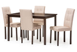Andrew Modern Contemporary 5-Piece Fabric Upholstered Grid-Tufting Dining Set
