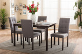 Baxton Studio Andrew Modern and Contemporary 5-Piece Grey Fabric Upholstered Grid-tufting Dining Set