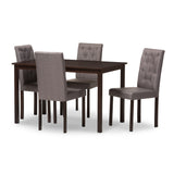 Baxton Studio Gardner Modern and Contemporary 5-Piece Dark Brown Finished Grey Fabric Upholstered Dining Set 