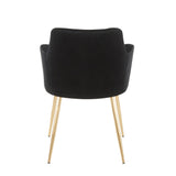 Andrew Contemporary Dining/Accent Chair in Gold Metal and Black Velvet by LumiSource - Set of 2
