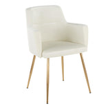 Andrew Contemporary Dining/Accent Chair in Gold Metal and Cream Velvet by LumiSource - Set of 2