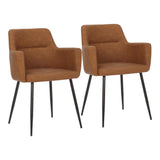 Andrew Contemporary Dining/accent Chair in Black Steel and Camel Faux Leather by LumiSource - Set of 2
