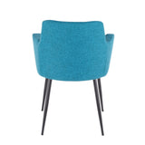 Andrew Contemporary Dining/Accent Chair in Black with Teal Fabric by LumiSource - Set of 2