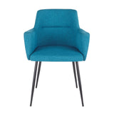 Andrew Contemporary Dining/Accent Chair in Black with Teal Fabric by LumiSource - Set of 2