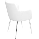 Andrew Contemporary Dining/Accent Chair in Chrome and White Faux Leather by LumiSource - Set of 2