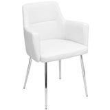 Andrew Contemporary Dining/Accent Chair in Chrome and White Faux Leather by LumiSource - Set of 2