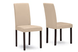 Baxton Studio Andrew Contemporary Espresso Wood Beige Fabric Dining Chair (Set of 2)