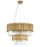 Bethel Gold Chandelier in Stainless Steel & Crystal