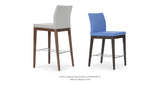 Aria Wood Stools Set: Aria Stool Wood and One Silver and One Skyblue Wenge and Walnut