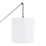 Arturo Contemporary Floor Lamp in Walnut Wood and White Fabric Shade by LumiSource