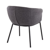 Ashland Contemporary Chair in Black Steel and Charcoal Fabric by LumiSource
