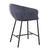 Ashland Contemporary Counter Stool in Black Steel and Charcoal Fabric by LumiSource - Set of 2