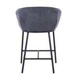 Ashland Contemporary Counter Stool in Black Steel and Charcoal Fabric by LumiSource - Set of 2
