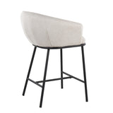 Ashland Contemporary Counter Stool in Black Steel and Cream Fabric by LumiSource - Set of 2