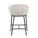 Ashland Contemporary Counter Stool in Black Steel and Cream Fabric by LumiSource - Set of 2