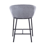 Ashland Contemporary Counter Stool in Black Steel and Grey Fabric by LumiSource - Set of 2