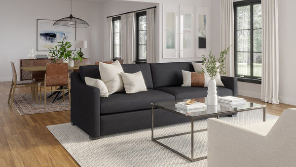 Nativa Interiors Ashley Sofa Deep Plush Solid + Manufactured Wood / Revolution Performance Fabrics® Commercial Grade Deep Plush Extra Wide Sofa Charcoal 105.00"W x 44.00"D x 34.00"H