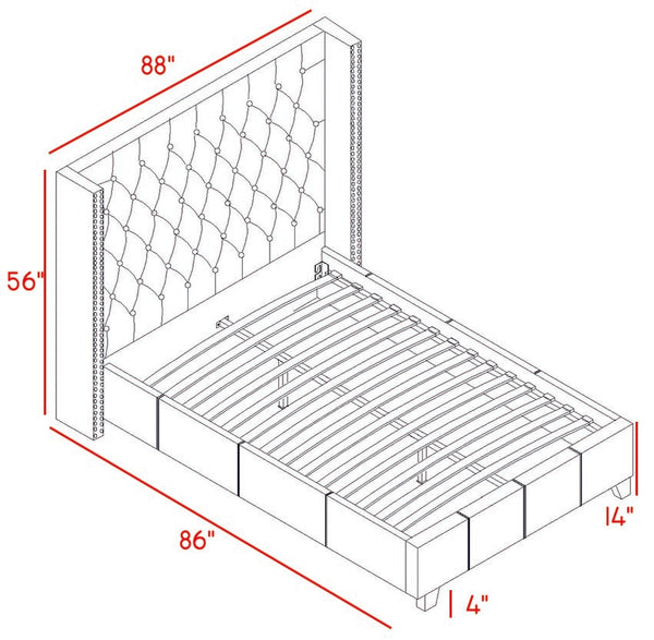Ashton Linen Textured Fabric / Metal / Engineered Wood / Foam Contemporary Beige Linen Textured King Bed - 88" W x 86" D x 56" H