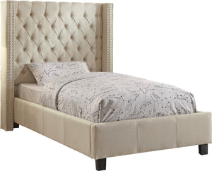 Ashton Linen Textured Fabric / Metal / Engineered Wood / Foam Contemporary Beige Linen Textured Twin Bed - 50" W x 81" D x 56" H