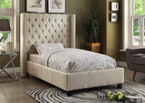 Ashton Linen Textured Fabric / Metal / Engineered Wood / Foam Contemporary Beige Linen Textured Twin Bed - 50" W x 81" D x 56" H