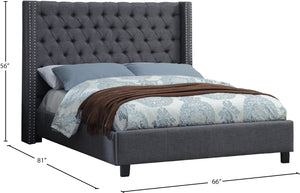 Ashton Linen Textured Fabric / Metal / Engineered Wood / Foam Contemporary Grey Linen Textured Full Bed - 66" W x 81" D x 56" H