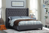 Ashton Linen Textured Fabric / Metal / Engineered Wood / Foam Contemporary Grey Linen Textured King Bed - 88" W x 86" D x 56" H