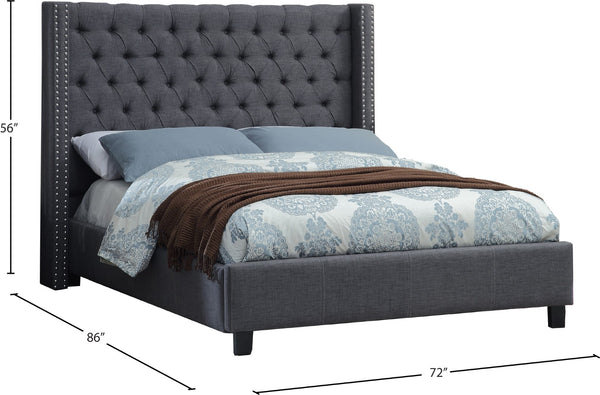 Ashton Linen Textured Fabric / Metal / Engineered Wood / Foam Contemporary Grey Linen Textured Queen Bed - 72" W x 86" D x 56" H