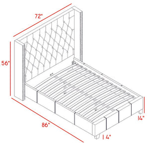 Ashton Linen Textured Fabric / Metal / Engineered Wood / Foam Contemporary Grey Linen Textured Queen Bed - 72" W x 86" D x 56" H
