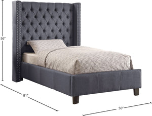Ashton Linen Textured Fabric / Metal / Engineered Wood / Foam Contemporary Grey Linen Textured Twin Bed - 50" W x 81" D x 56" H