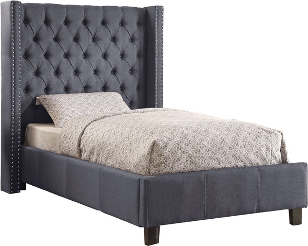 Ashton Linen Textured Fabric / Metal / Engineered Wood / Foam Contemporary Grey Linen Textured Twin Bed - 50" W x 81" D x 56" H