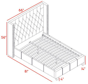 Ashton Linen Textured Fabric / Metal / Engineered Wood / Foam Contemporary Navy Linen Textured Full Bed - 66" W x 81" D x 56" H