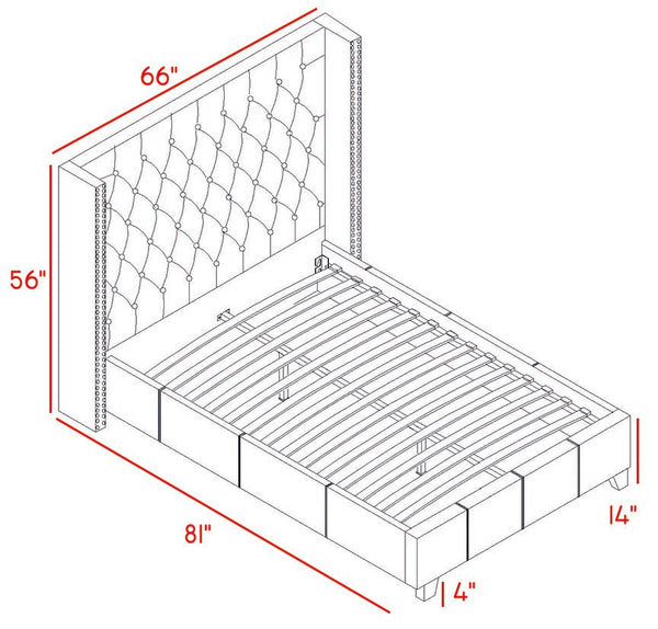 Ashton Linen Textured Fabric / Metal / Engineered Wood / Foam Contemporary Navy Linen Textured Full Bed - 66" W x 81" D x 56" H