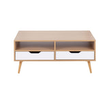 Astro Contemporary Coffee Table in Natural and White Wood by LumiSource