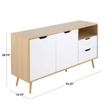 Astro Contemporary Sideboard in Natural and White Wood by LumiSource