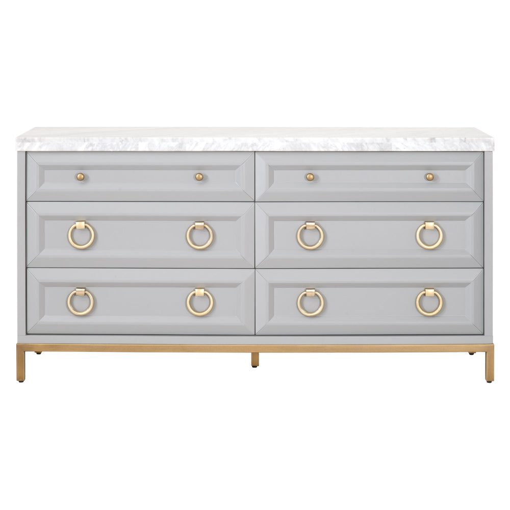 Essentials for Living Traditions Azure Carrera 6-Drawer Double Dresser 6155.DGR-BGLD/WHT