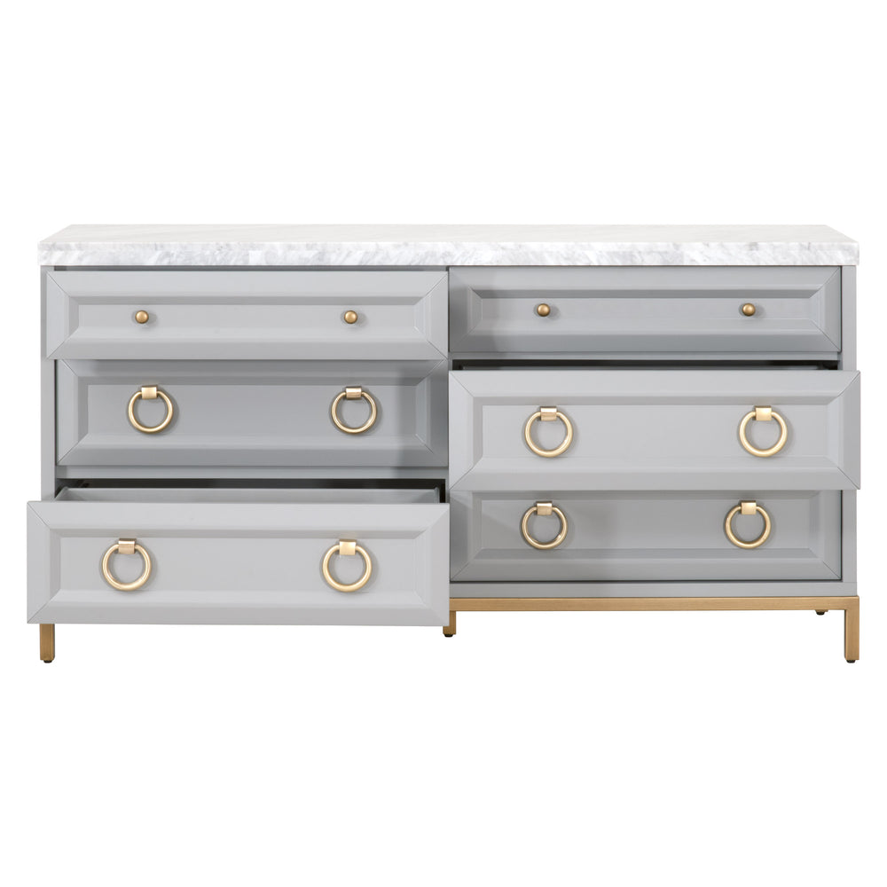 Essentials for Living Traditions Azure Carrera 6-Drawer Double Dresser 6155.DGR-BGLD/WHT