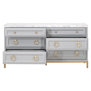 Essentials for Living Traditions Azure Carrera 6-Drawer Double Dresser 6155.DGR-BGLD/WHT