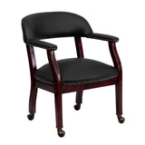 English Elm EE1490 Traditional Commercial Grade Leather Side Chair Black LeatherSoft EEV-12113