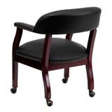 English Elm EE1490 Traditional Commercial Grade Leather Side Chair Black LeatherSoft EEV-12113