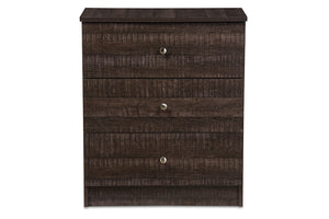 Baxton Studio Decon Modern and Contemporary Espresso Brown Wood 3-Drawer Storage Chest