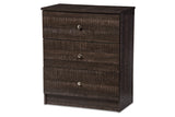 Baxton Studio Decon Modern and Contemporary Espresso Brown Wood 3-Drawer Storage Chest