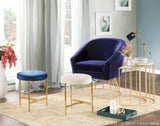 Chloe Contemporary Vanity Stool in Gold Metal and Blue Velvet by LumiSource