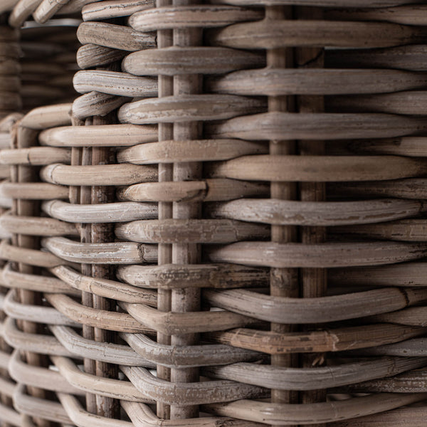 Halifax Accent Buffet: Distressed Mahogany & Antique Brass with 4 Rattan Baskets for Elegant Storage