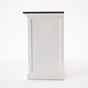 Halifax Accent Buffet: Distressed Mahogany & Antique Brass with 4 Rattan Baskets for Elegant Storage