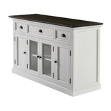 Halifax Contrast Classic White & Black Mahogany, Medium-Density Fibreboard (MDF), Mahogany Veneer, Bevelled Glass & Antique Brass Hardware Buffet with 4 Doors 3 Drawers