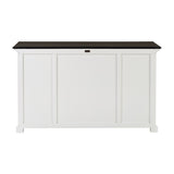 Halifax Contrast Classic White & Black Mahogany, Medium-Density Fibreboard (MDF), Mahogany Veneer, Bevelled Glass & Antique Brass Hardware Buffet with 4 Doors 3 Drawers