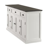 Halifax Contrast Classic White & Black Mahogany, Medium-Density Fibreboard (MDF), Mahogany Veneer & Antique Brass Hardware Buffet with 4 Doors 3 Drawers