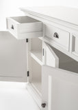 Halifax Classic White Mahogany, Medium-Density Fibreboard (MDF) & Antique Brass Hardware Buffet