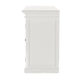 Halifax Classic White Mahogany, Medium-Density Fibreboard (MDF), Bevelled Glass & Antique Brass Hardware Buffet with 4 Glass Doors